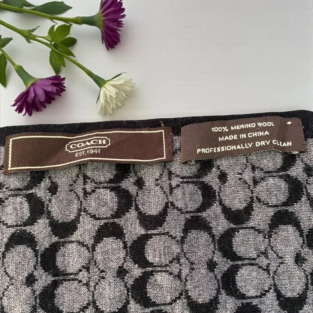 Coach Reversible Signature CC Logo Merino Wool Scarf